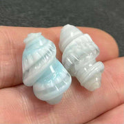 1 Vintage Blue Aqua Japan Shell Spiral Glass Bead - Sea Beads
