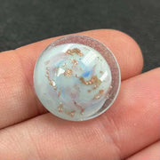 1 Vintage Blue Aqua Light Japan Foil Glass Button Front - Sea Beads