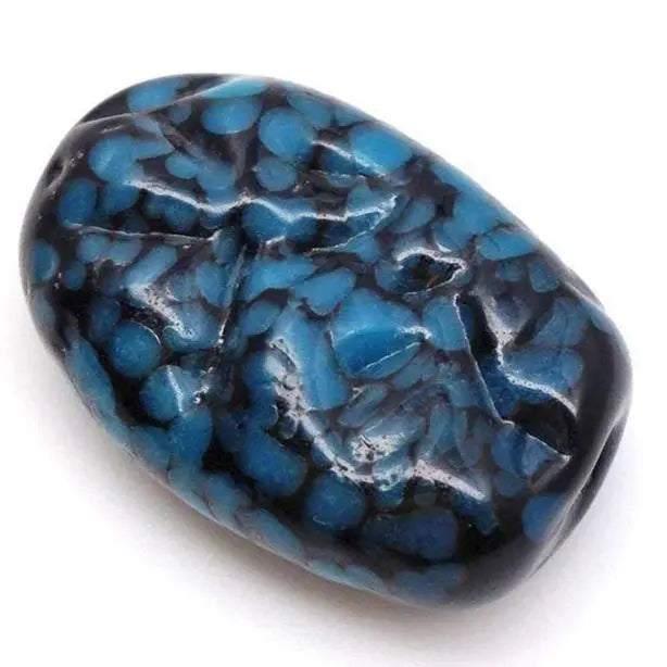 1 Vintage Blue Black Japan Glass Focal Bead - Sea Beads