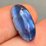1 Vintage Blue Blue Silver Oval Glass Cabochon - Sea Beads