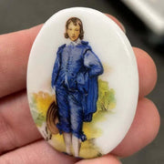 1 Vintage Blue Boy Cameo Oval Glass Cabochon - Sea Beads