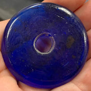 1 Vintage Blue Cobalt Large Donut Glass Bead - Sea Beads