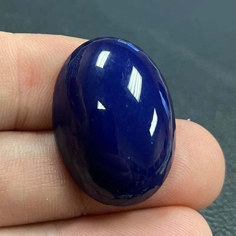 1 Vintage Blue Dark Oval Glass Cabochon - Sea Beads