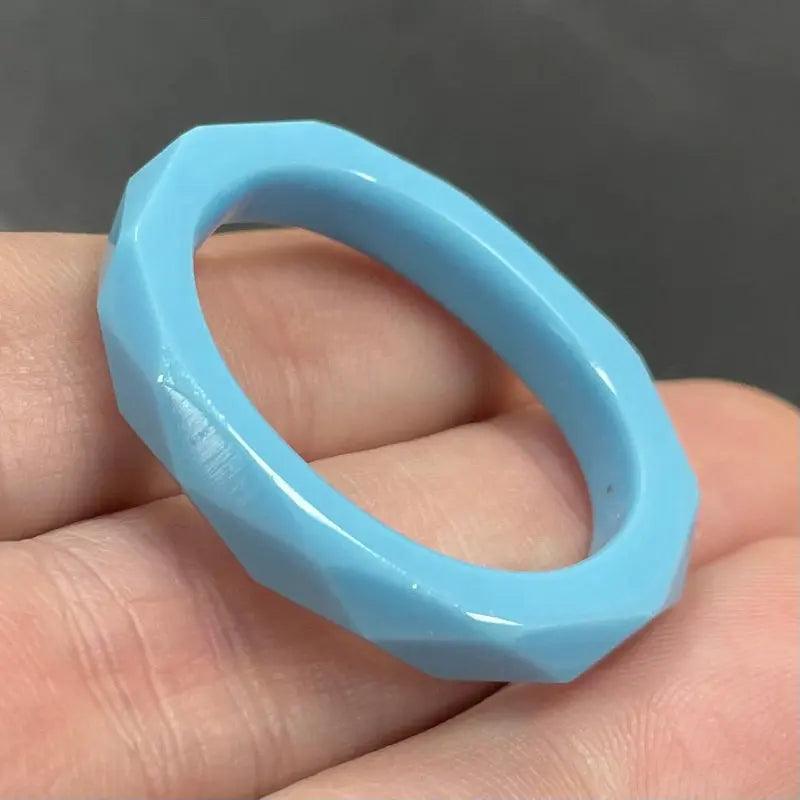 1 Vintage Blue Faceted Ring Glass Bead - Sea Beads