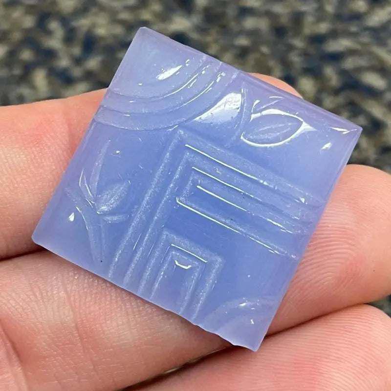 1 Vintage Blue Japan Opal Art Deco Square Glass Cabochon - Sea Beads