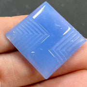 1 Vintage Blue Japan Opal Deco Square Glass Cabochon - Sea Beads