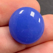 1 Vintage Blue Japan Round Glass Button Front - Sea Beads