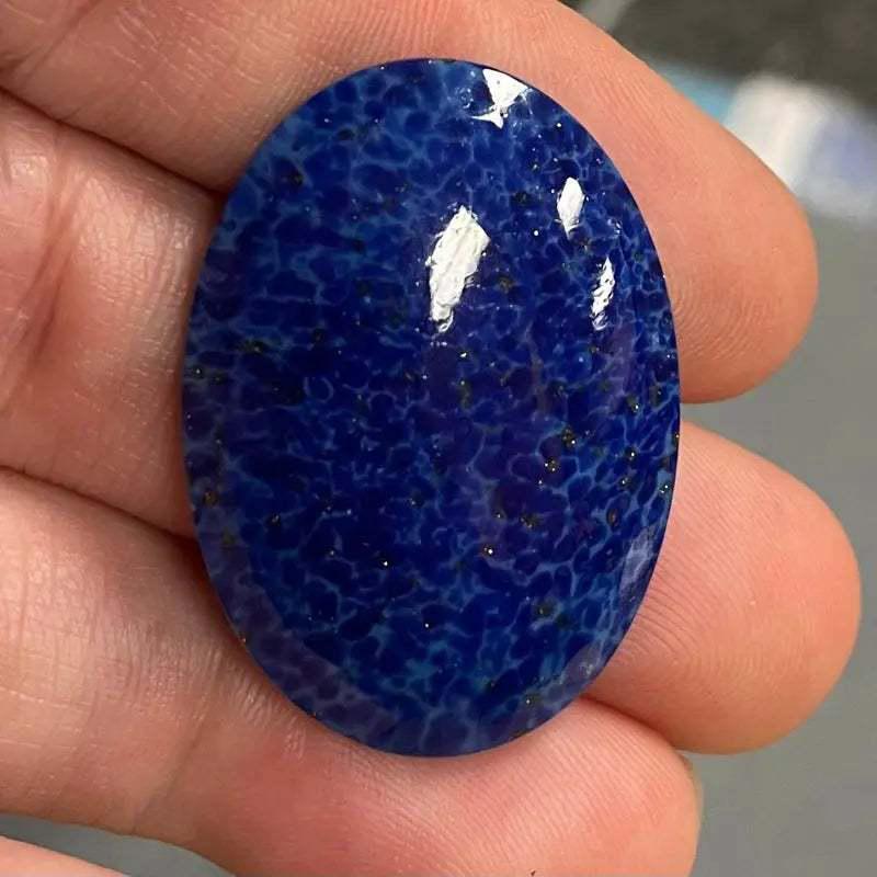 1 Vintage Blue Lapis Japan Oval Large Glass Cabochon - Sea Beads