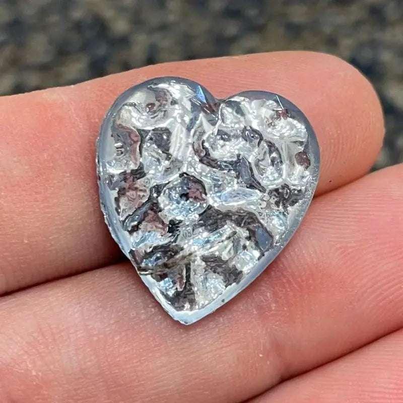 1 Vintage Blue Light Foil Heart Glass Stone - Sea Beads
