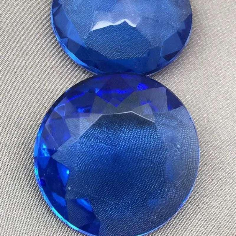 1 Vintage Blue Sapphire Czech Round Large Glass Stone - Sea Beads