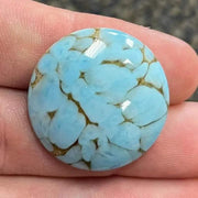 1 Vintage Blue Turquoise Japan Round Glass Cabochon - Sea Beads