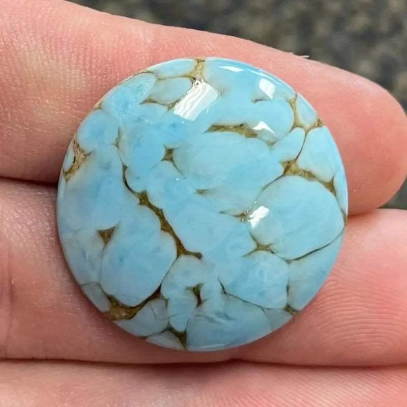1 Vintage Blue Turquoise Japan Round Glass Cabochon - Sea Beads