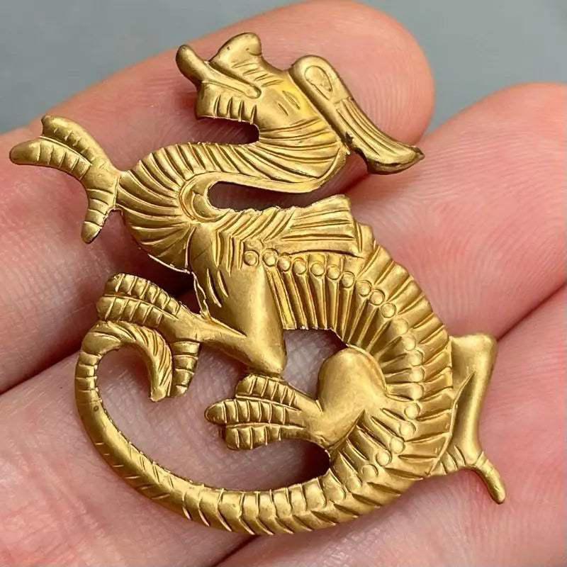 1 Vintage Brass Dragon Metal Stamping - Sea Beads