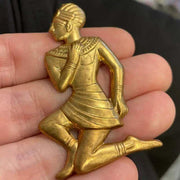 1 Vintage Brass Egyptian Figure Metal Stamping - Sea Beads