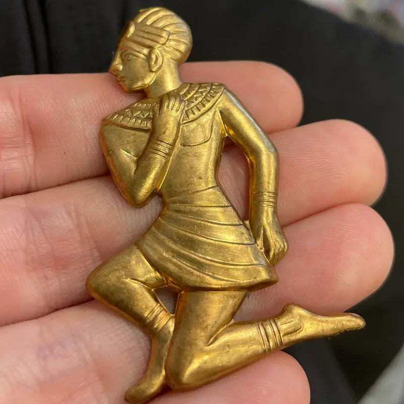 1 Vintage Brass Egyptian Figure Metal Stamping - Sea Beads