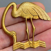 1 Vintage Brass Flamingo Metal Jewelry Stamping - Sea Beads