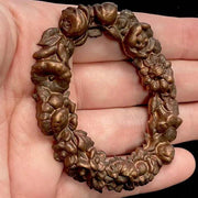 1 Vintage Brass Flower Oval Ring Metal Stamping - Sea Beads