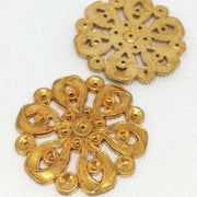 1 Vintage Brass Heavy Flower Finding Stone Setting - Sea Beads