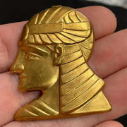 1 Vintage Brass Pharaoh Head Metal Stamping - Sea Beads