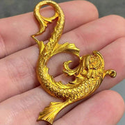 1 Vintage Brass Sea Serpent Left Metal Stamping - Sea Beads