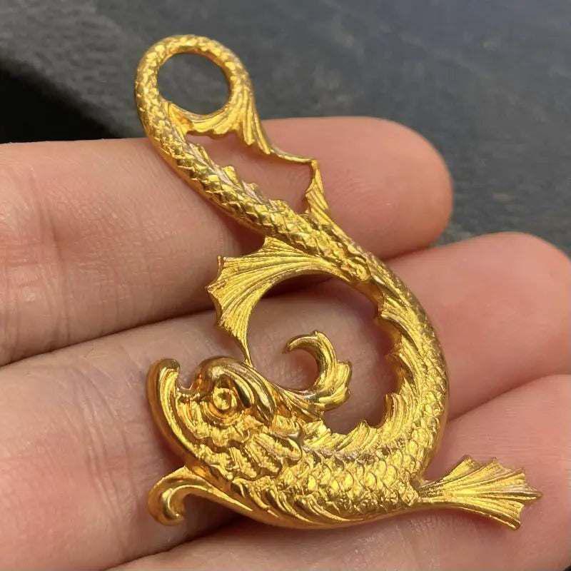 1 Vintage Brass Sea Serpent Right Metal Stamping - Sea Beads
