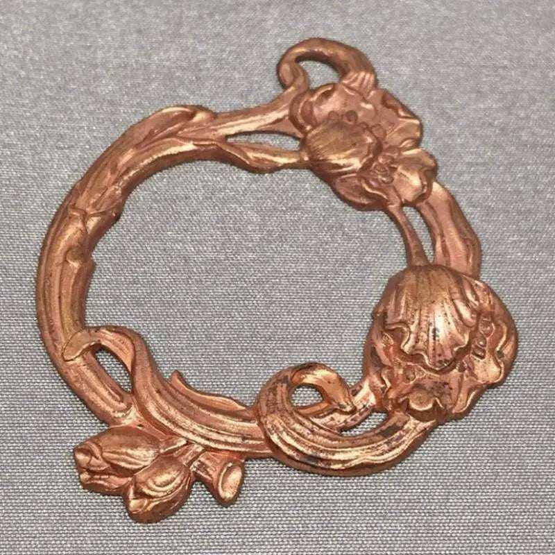 1 Vintage Brass Tombac Floral Metal Pendant - Sea Beads