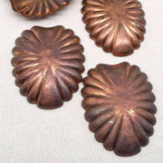 1 Vintage Brass Tombac Ribbed Domed Metal Stamping - Sea Beads