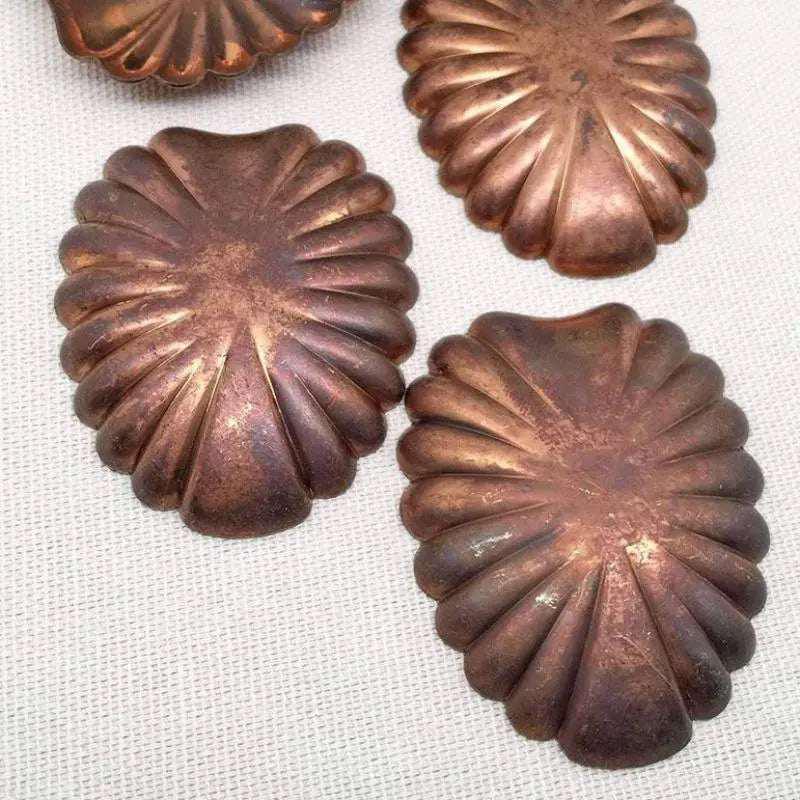 1 Vintage Brass Tombac Ribbed Domed Metal Stamping - Sea Beads
