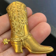 1 Vintage Brass Western Boot Metal Stamping - Sea Beads