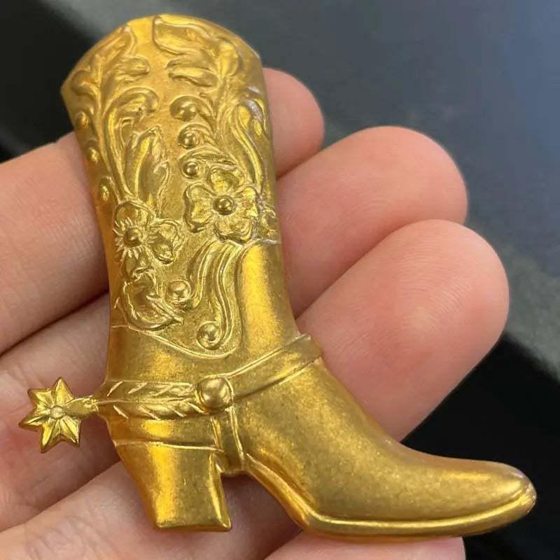1 Vintage Brass Western Boot Metal Stamping - Sea Beads
