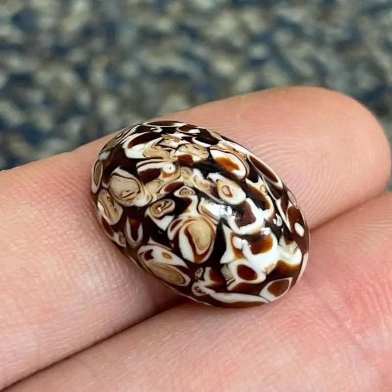 1 Vintage Brown Cream Japan Glass Cabochon Cherry Brand - Sea Beads