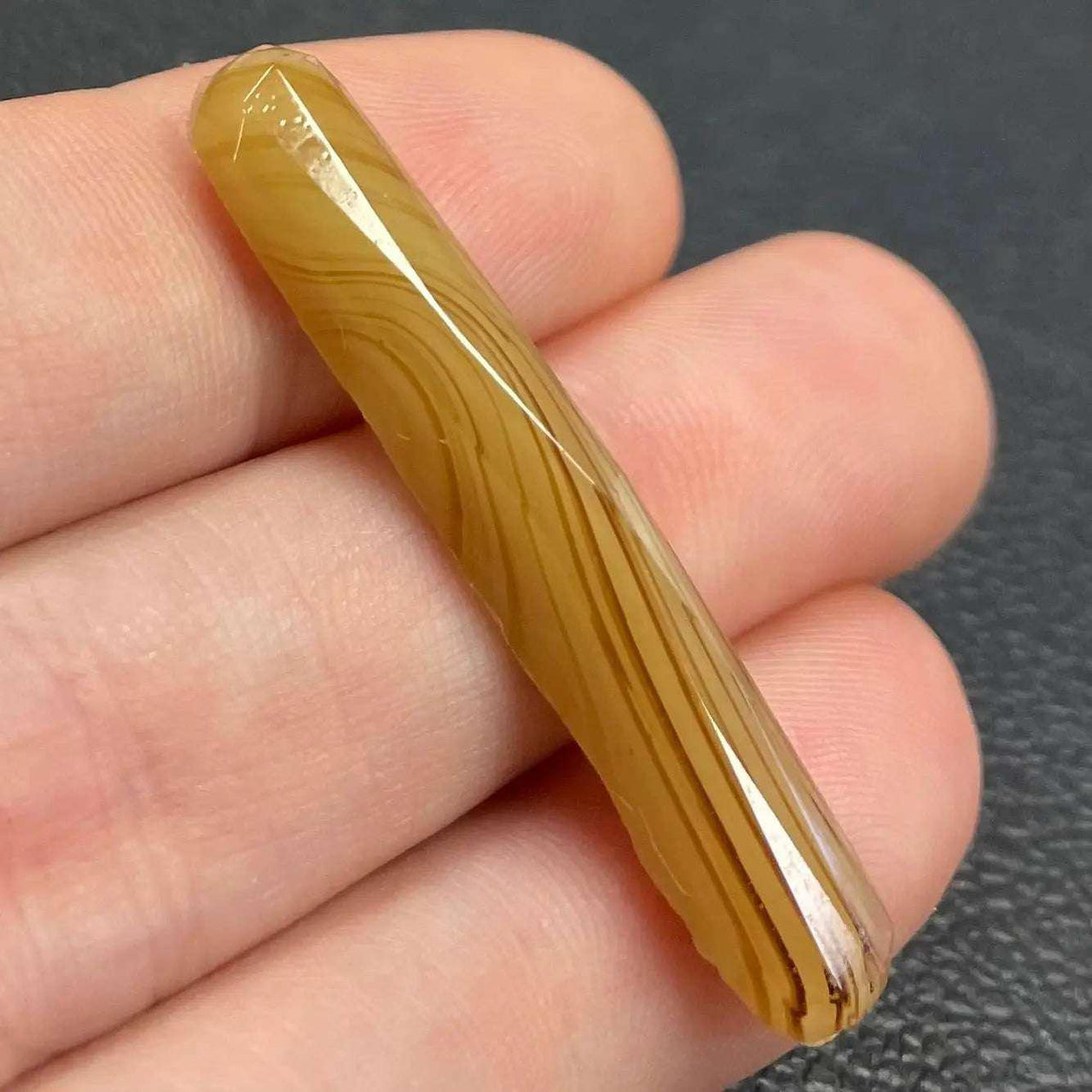 1 Vintage Brown Long Caramel Swirl Oval Glass Cabochon - Sea Beads