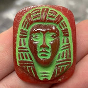 1 Vintage Carnelian Egyptian Pharaoh Glass Cabochon - Sea Beads