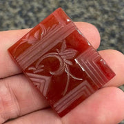 1 Vintage Carnelian Japan Deco Rectangle Glass Cabochon - Sea Beads