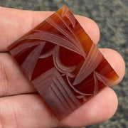 1 Vintage Carnelian Japan Deco Rectangle Glass Stone - Sea Beads