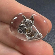 1 Vintage Clear Bulldog Intaglio Glass Cabochon - Sea Beads