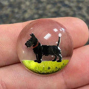 1 Vintage Clear Intaglio Scottie Dog Round Glass Cabochon - Sea Beads