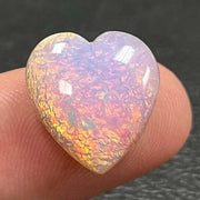 1 Vintage Fire Opal German Heart Glass Stone - Sea Beads