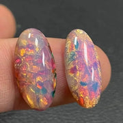 1 Vintage Fire Opal Oval Glass Cabochon - Sea Beads