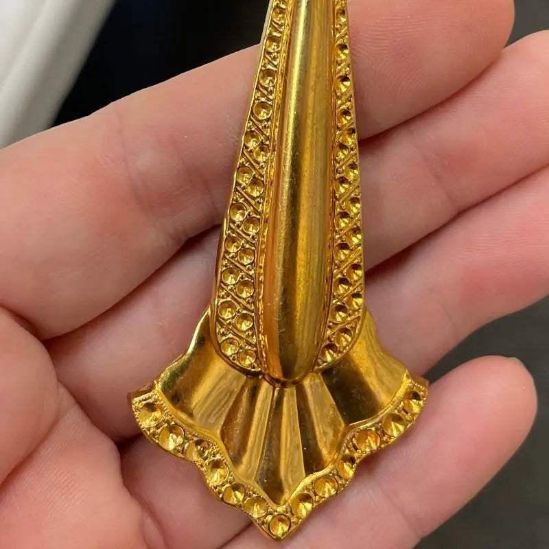 1 Vintage Gold Plated Art Deco Tall Stamping - Sea Beads