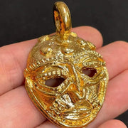 1 Vintage Gold Plated Pewter African Mask Pendant - Sea Beads