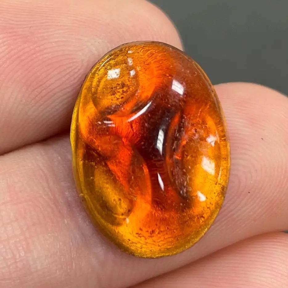 1 Vintage Golden Topaz Flatback Foiled Glass Cabochon #9314 - Sea Beads