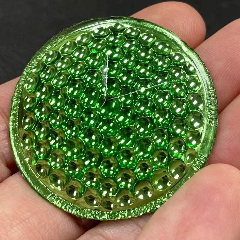 1 Vintage Green Czech Bike Reflector Glass Cabochon - Sea Beads