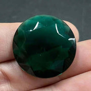 1 Vintage Green Emerald Round Glass Stone - Sea Beads