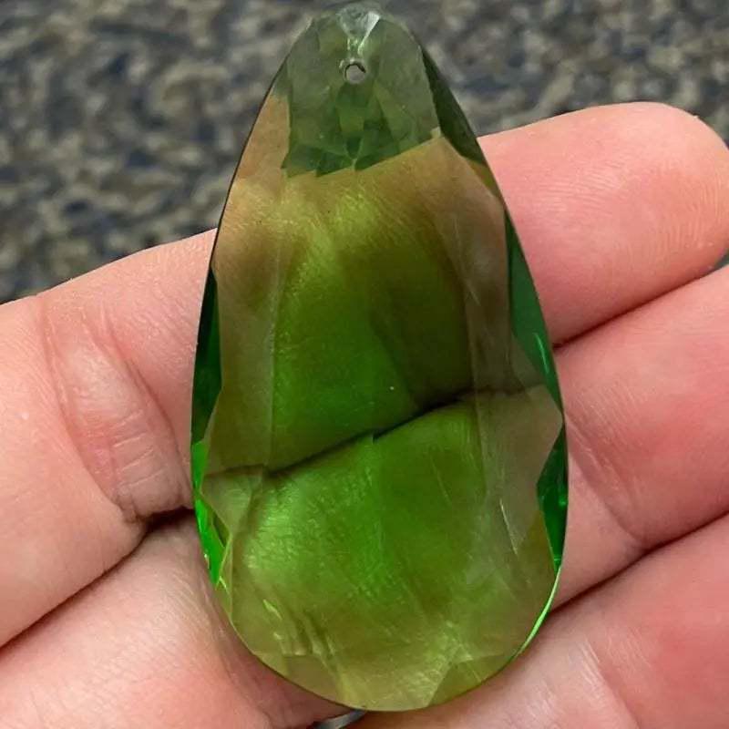 1 Vintage Green Faceted Large Glass Pendant - Sea Beads