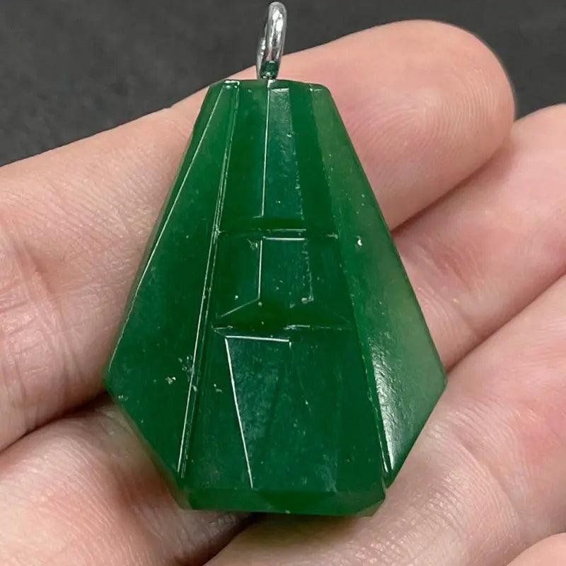 1 Vintage Green Jadeite Japan Deco Glass Pendant - Sea Beads