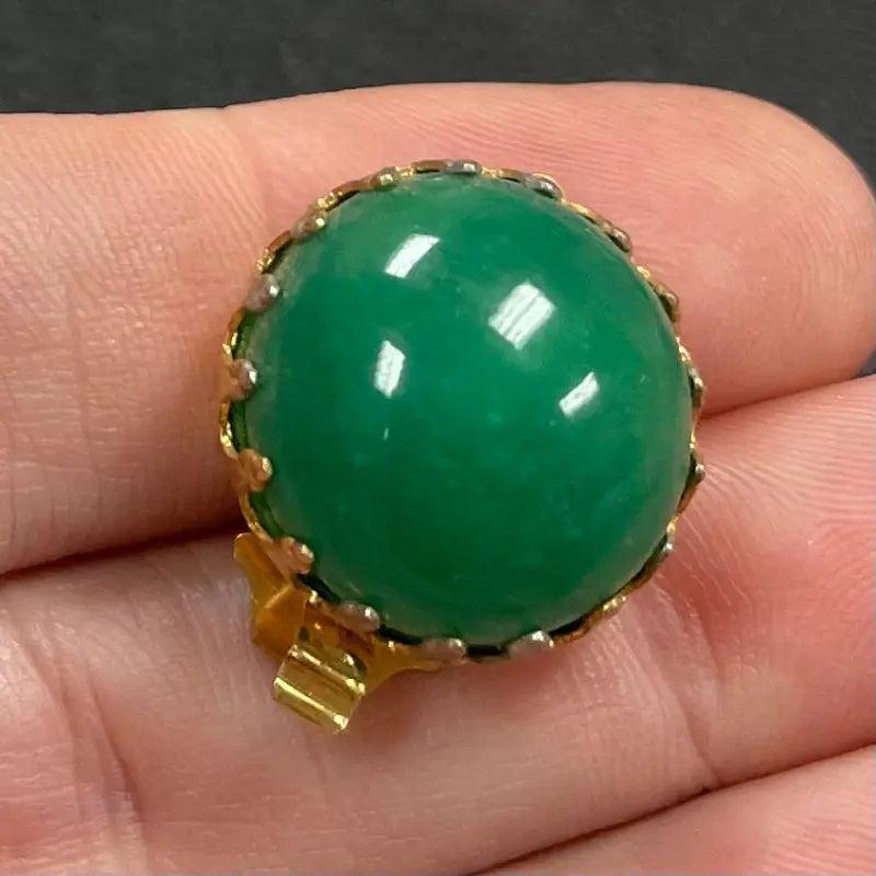 1 Vintage Green Jadeite Japan Glass Clasp - Sea Beads