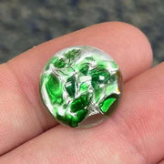 1 Vintage Green Japan Silver Foil Round Glass Cabochon - Sea Beads