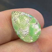 1 Vintage Green Light Japan Foil Glass Cabochon - Sea Beads