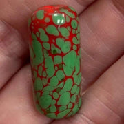 1 Vintage Green Red Italian Mottled Glass Bead - Sea Beads
